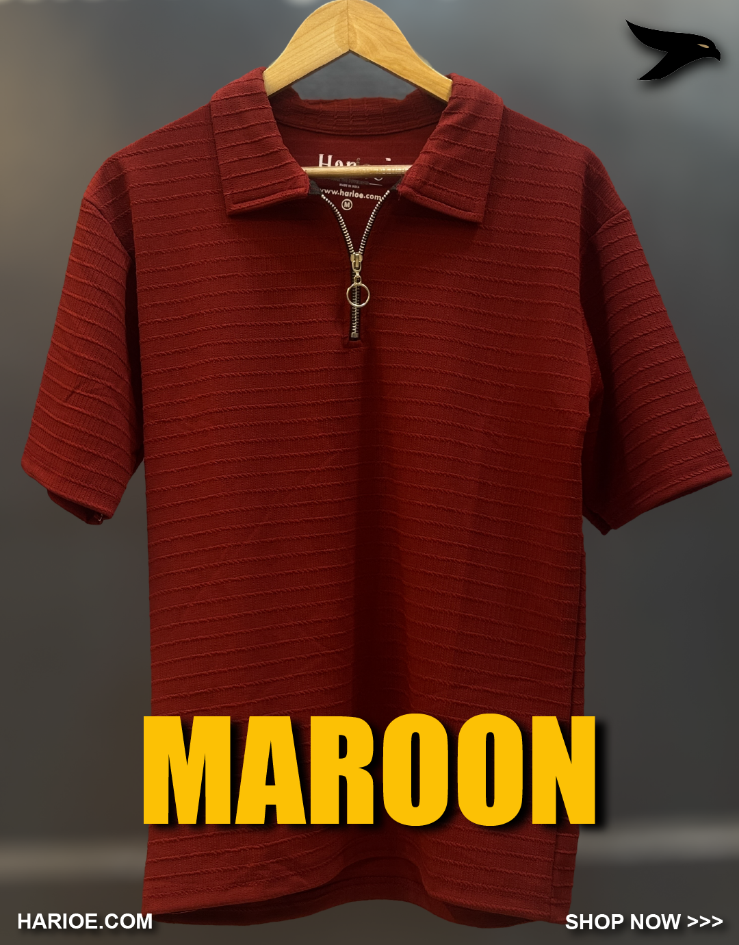 Half Sleeve Pattern Zipper Polo