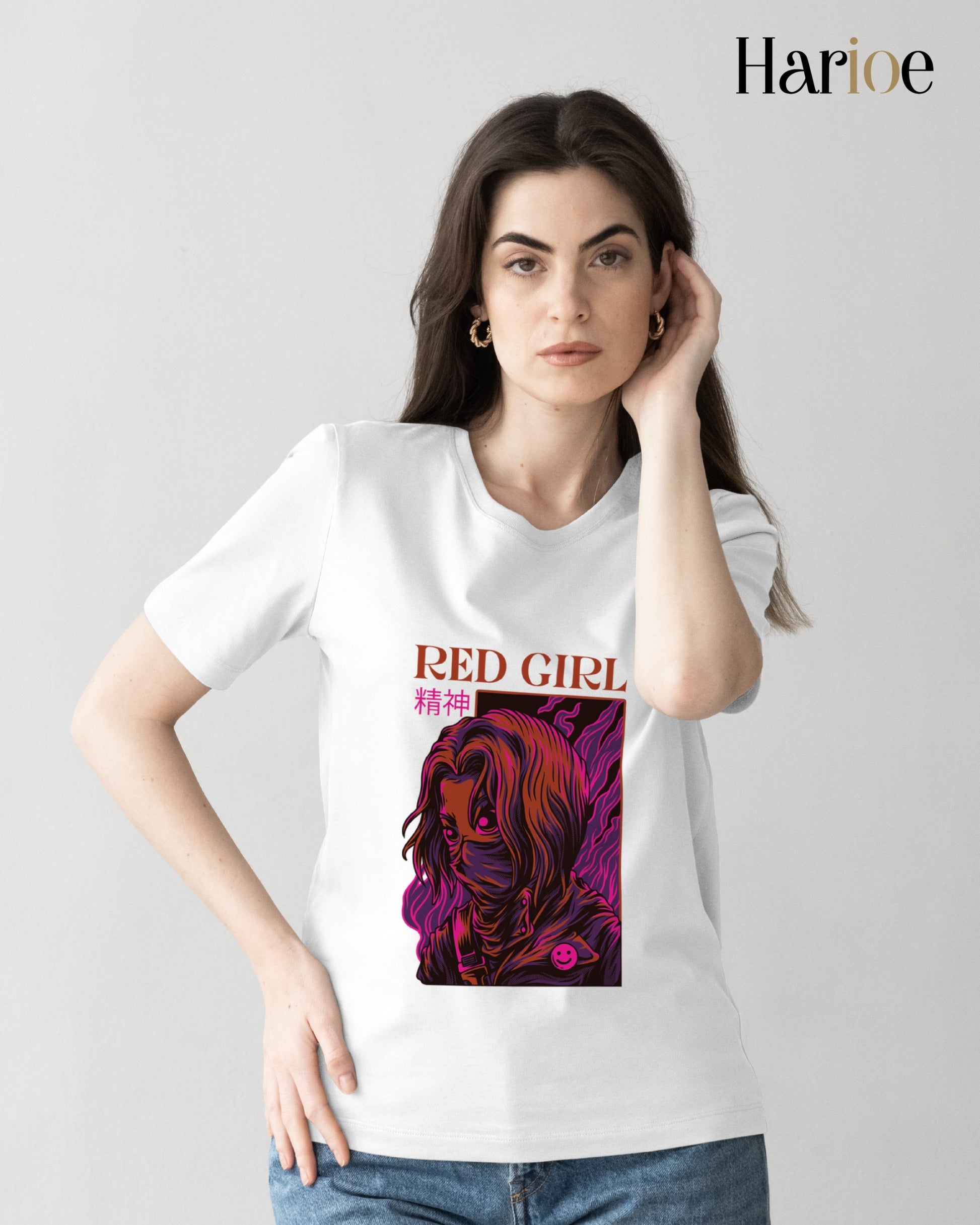 RED GIRL โ Bold & Confident Women's T-Shirt | Harioe