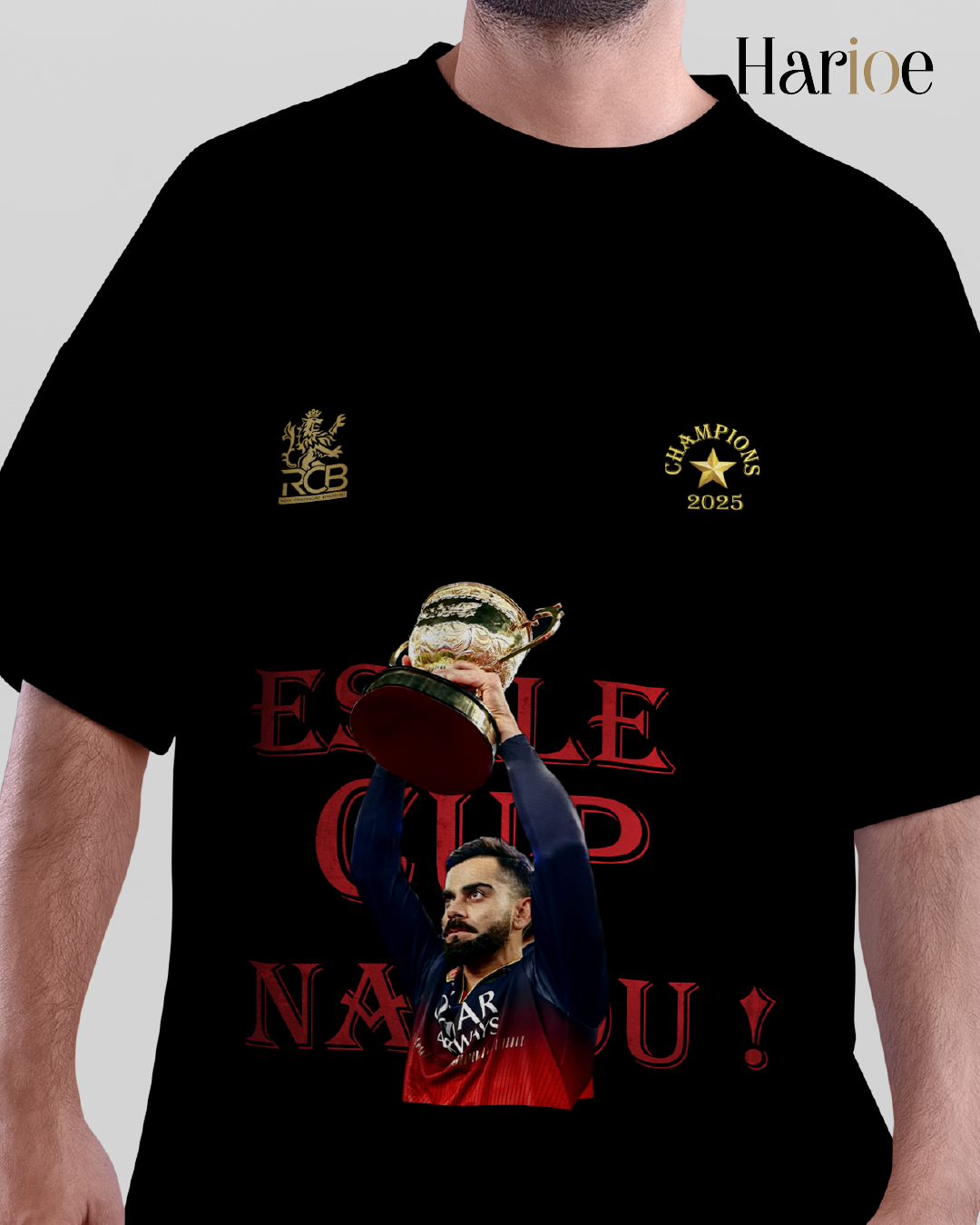 RCB IPL 2025 Champions T-Shirt – Premium Black Fan Edition