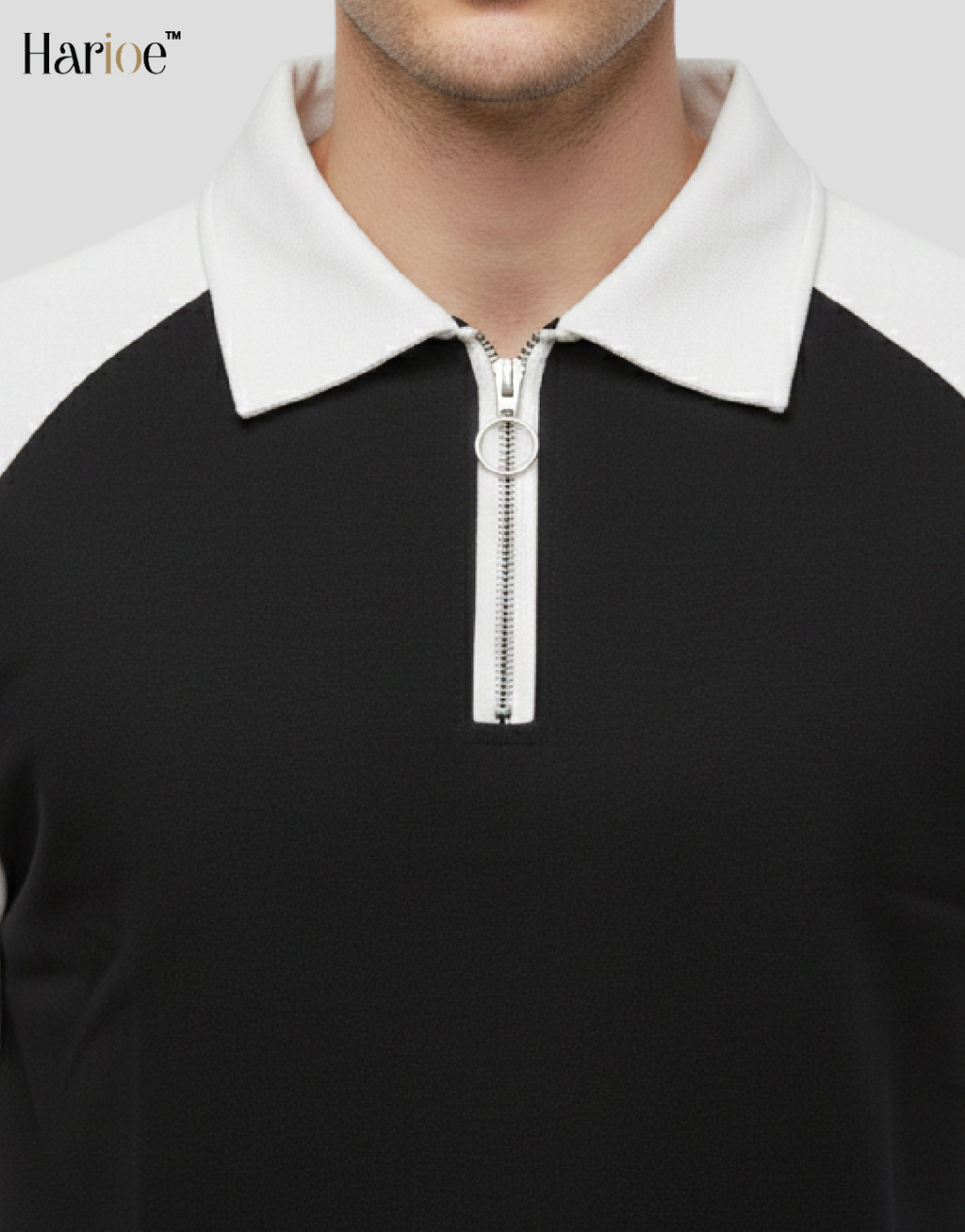 Men Full Sleeve Raglon Polo Zipper Sweatshirt - HARIOE