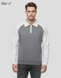 Men Full Sleeve Raglon Polo Zipper Grey Sweatshirt - HARIOE