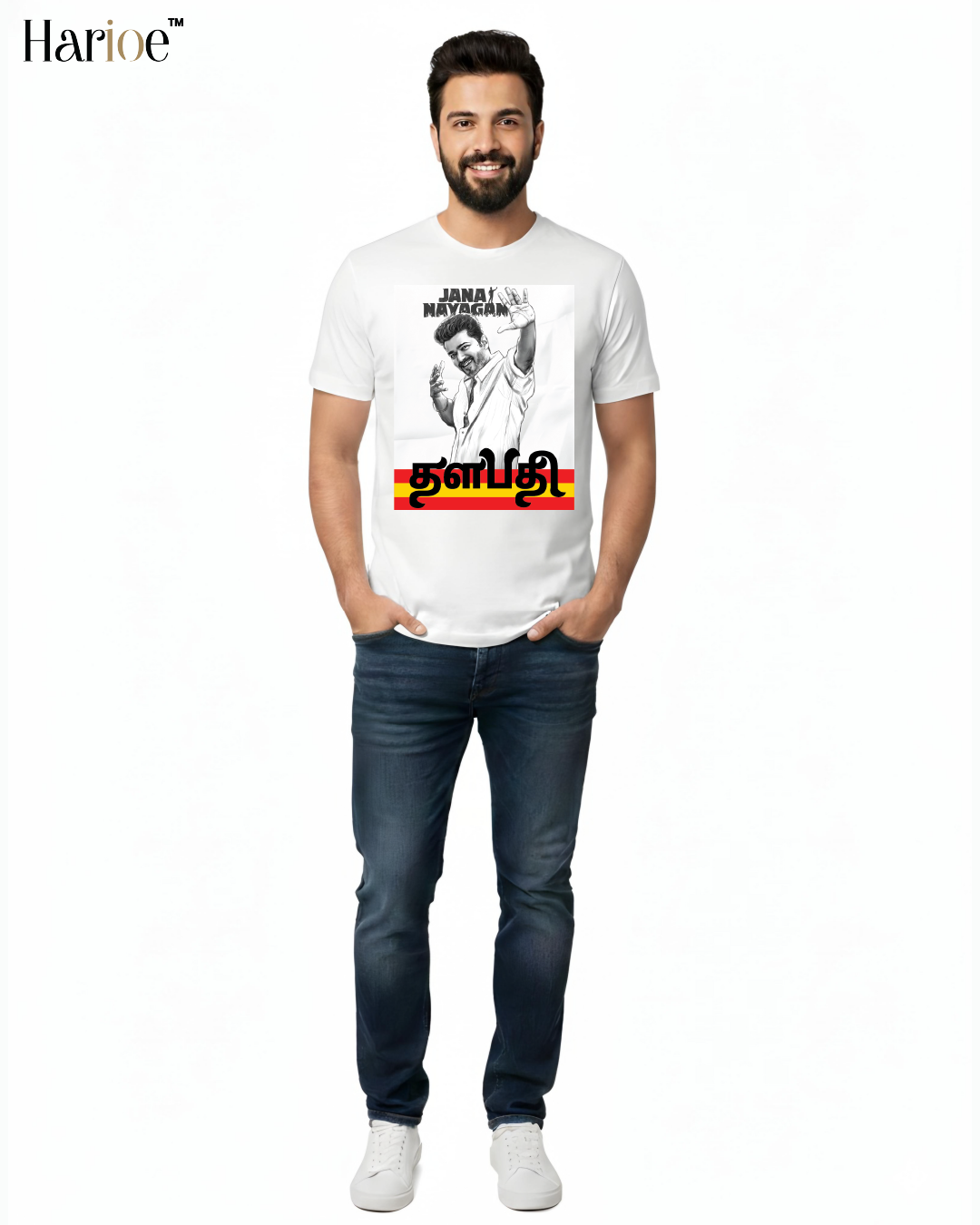 Vijay Jananayagan White Cotton T-Shirt Edition 4 | HARIOE