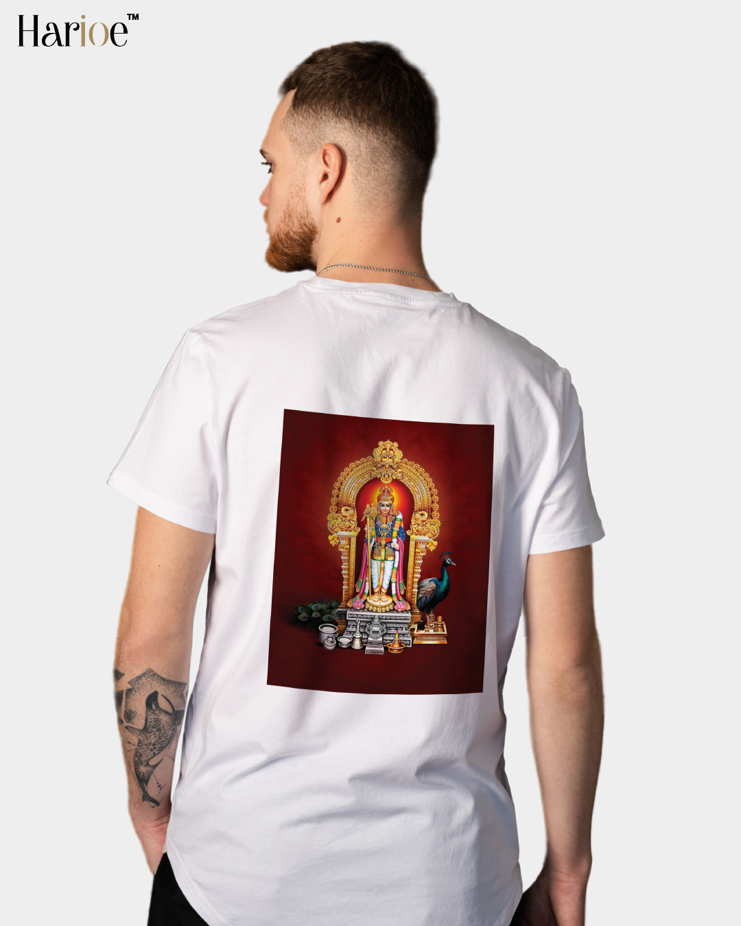 Murugan Dual Print White T-Shirt | HARIOE