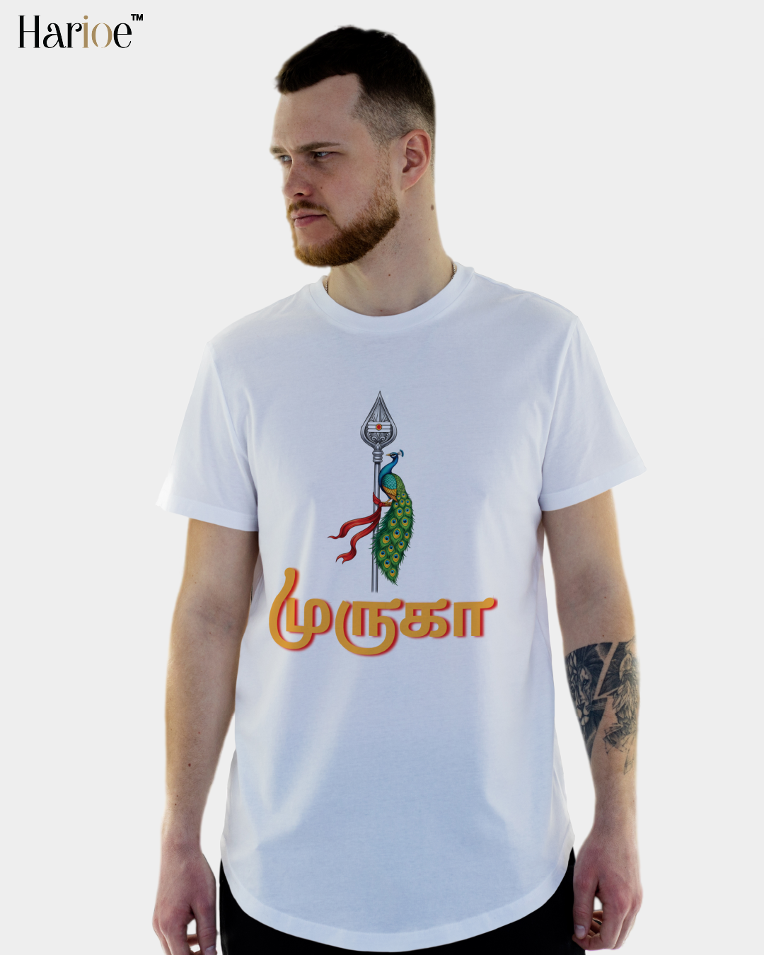 Muruga Vel Peacock White T-Shirt