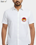 TVK Vijay Pure White Cotton Shirt – Half Hand | Premium Fan Edition