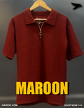 Half Sleeve Pattern Zipper Polo