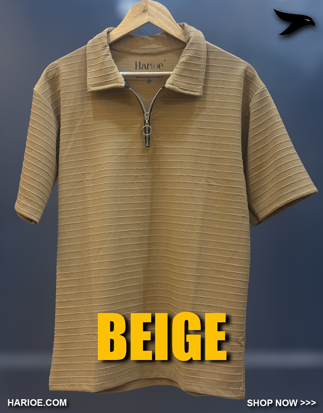 Half Sleeve Pattern Zipper Polo