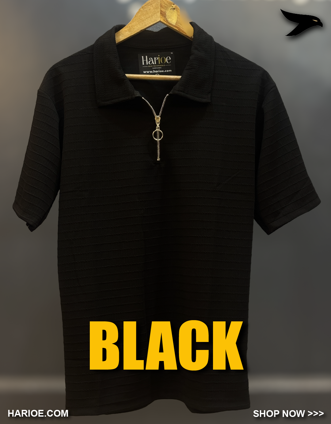 Half Sleeve Pattern Zipper Polo