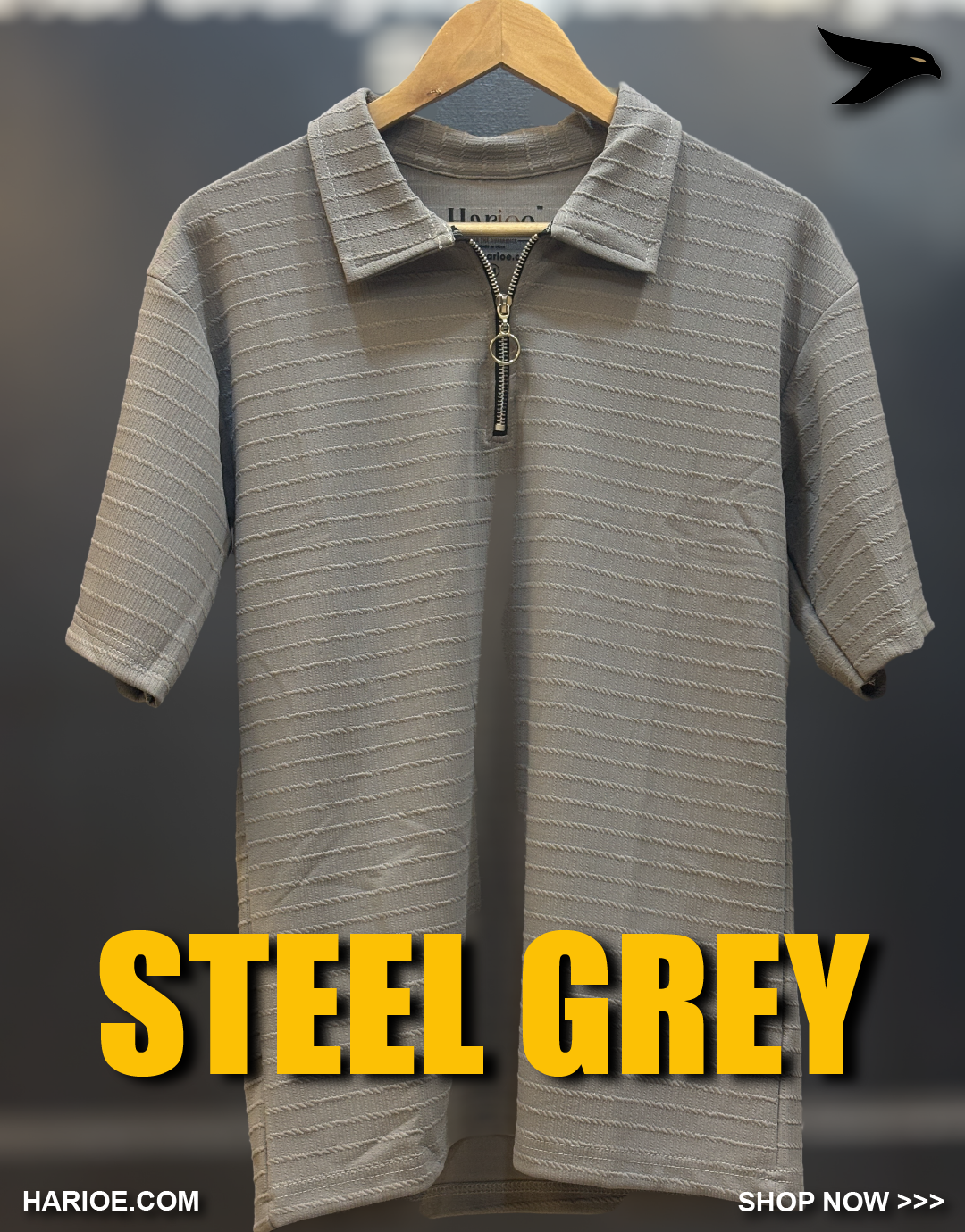 Half Sleeve Pattern Zipper Polo