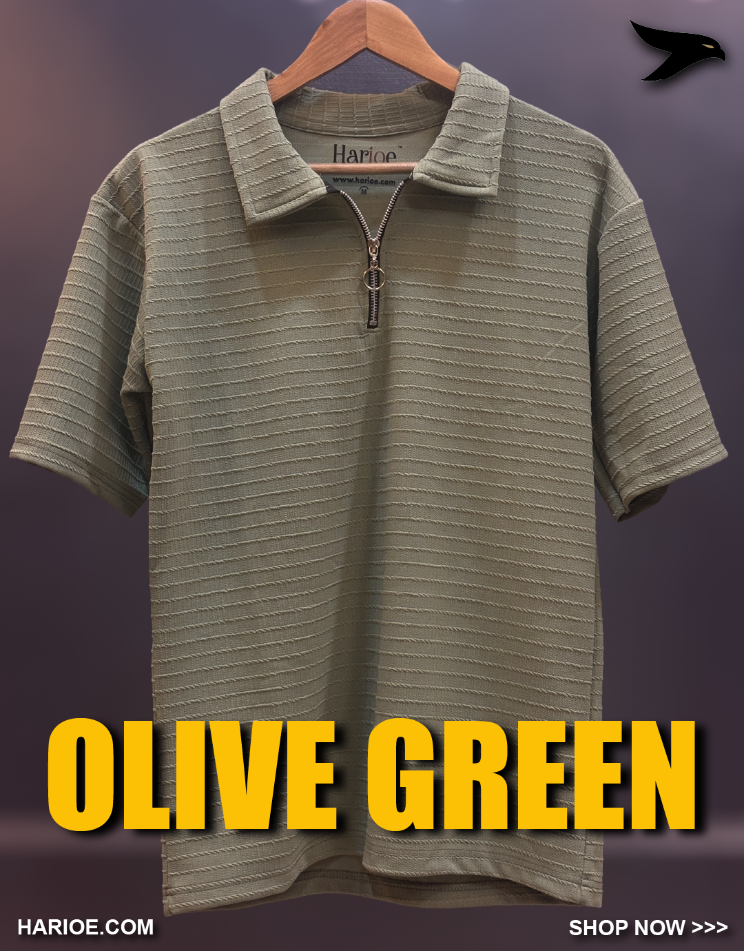 Half Sleeve Pattern Zipper Polo