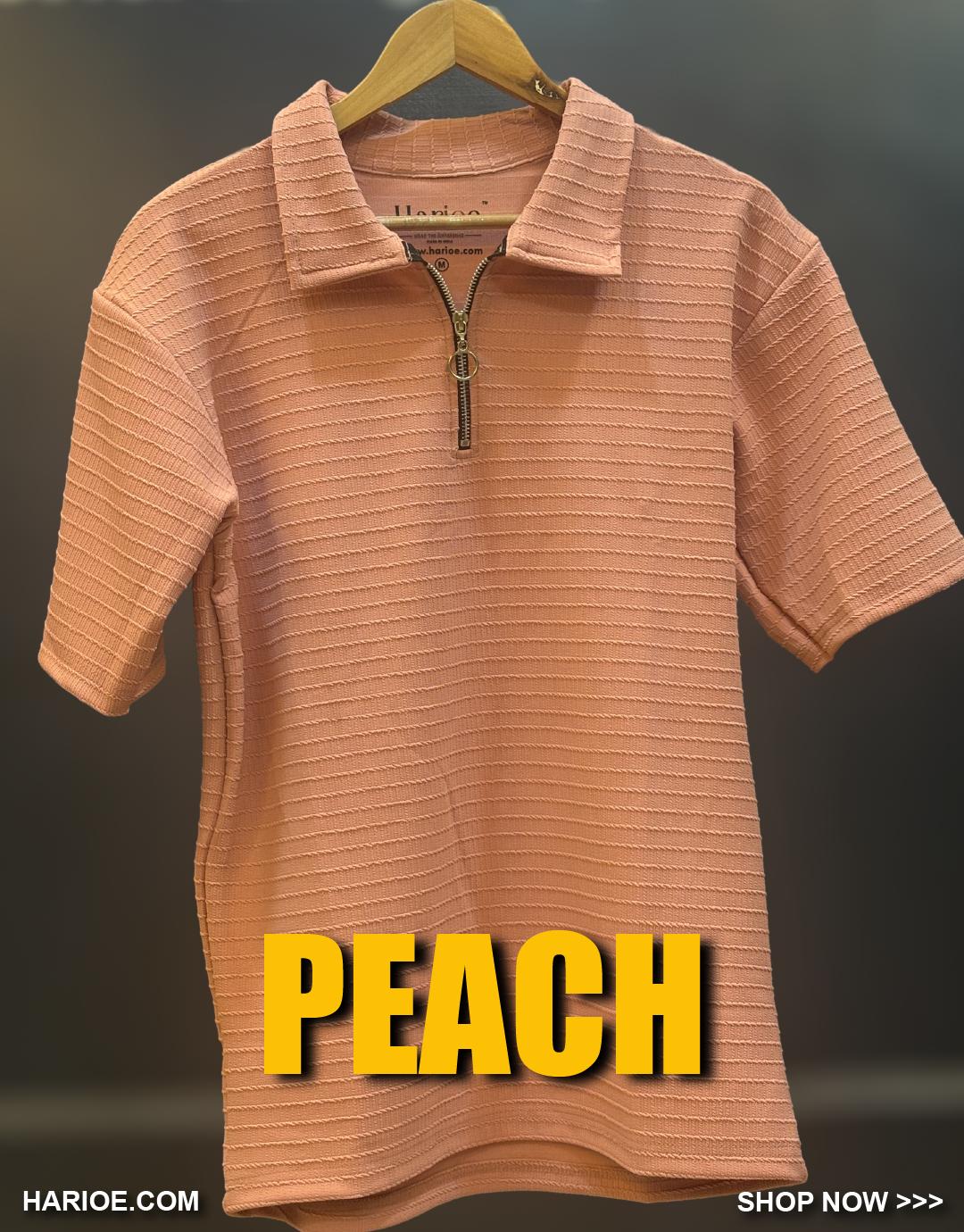 Half Sleeve Pattern Zipper Polo