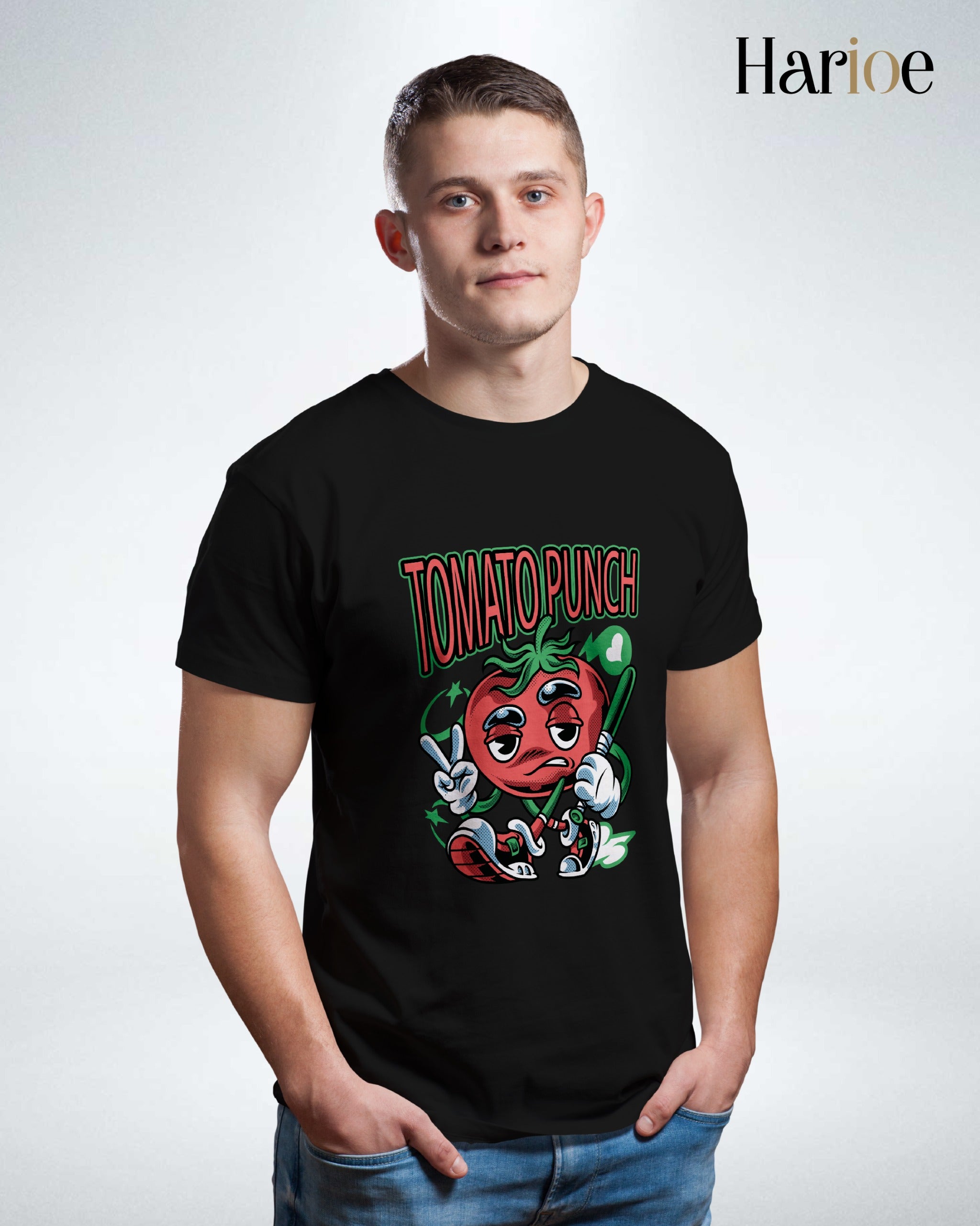 TOMATO PUNCH – Black Streetwear T-Shirt | Harioe