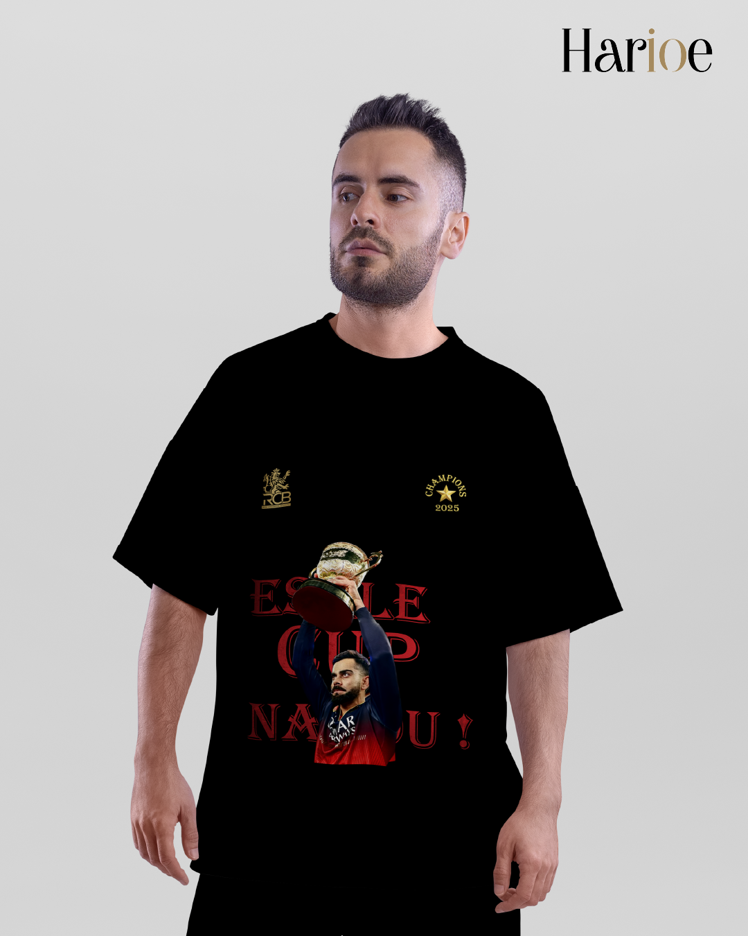 RCB IPL 2025 Champions T-Shirt – Premium Black Fan Edition