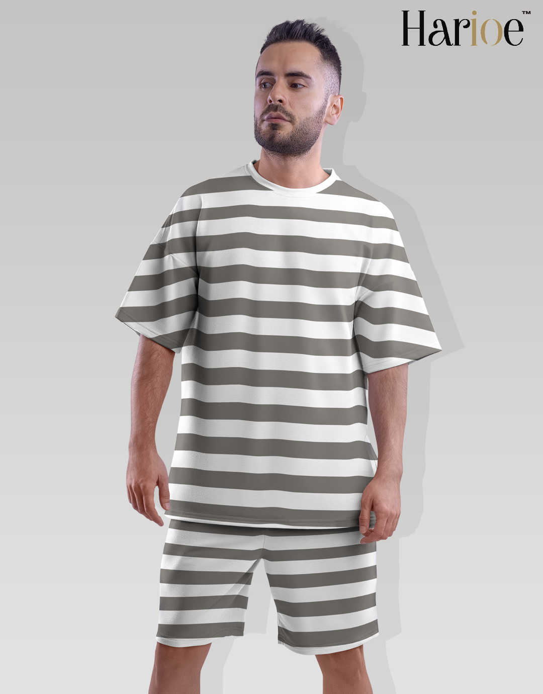 Grey with White Stripe Co-ord Set